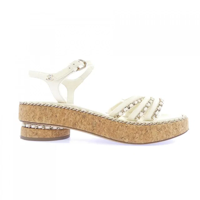 Chanel Sandals White in White Calfskin from The Reluxe