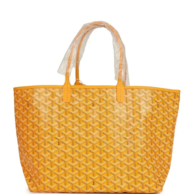 Goyard Goyardine Yellow Saint Louis PM Tote Bag Palladium Hardware in Yellow Canvas from Madison Avenue Couture