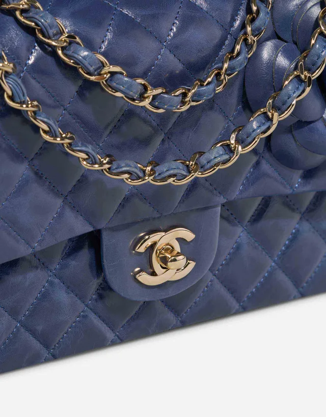 Chanel Timeless Camellia Medium Crinkled Calf Blue in Blue Calfskin from SACLÀB, photo 8 of 10
