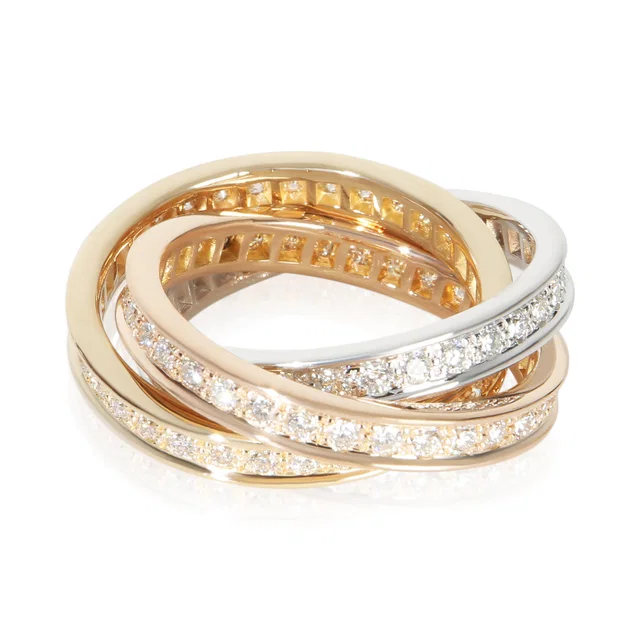 Cartier 3-Tone Gold Diamond Trinity Ring 18k in Gold from HEWI