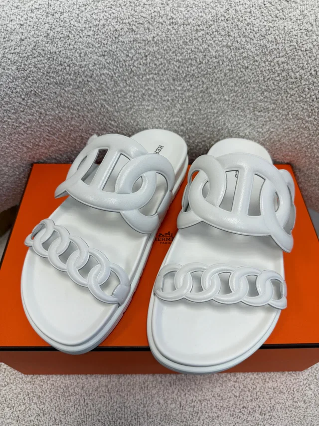 HK LOCATED*HERMÈS EXTRA SANDAL White- Size 37 in White Nappa leather from Luxury Promise