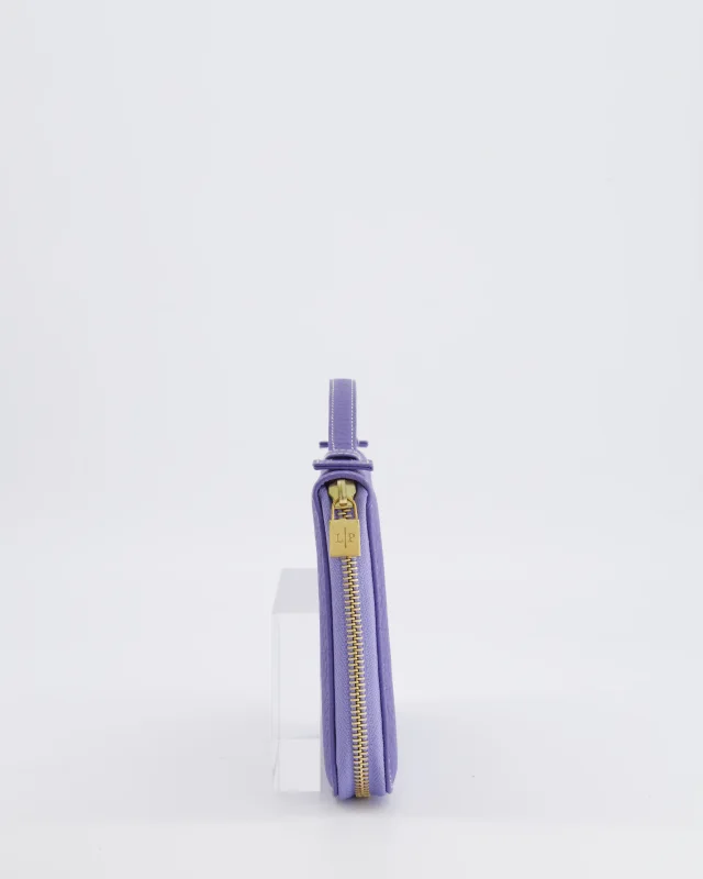 Loro Piana Purple Leather Top Handle Wallet with Gold LP Logo Zipper Detail in Purple Leather from Sellier, photo 5 of 18