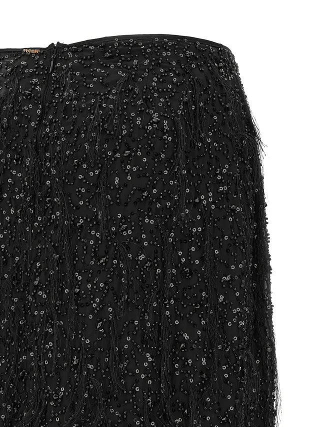 Twinset Sequined Fringe Midi Skirt, photo 4 of 4 from SENSER