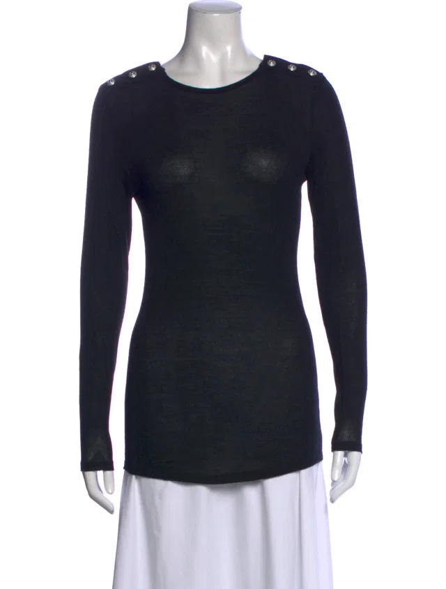 Balmain Wool Crew Neck Top in blue Wool from The RealReal