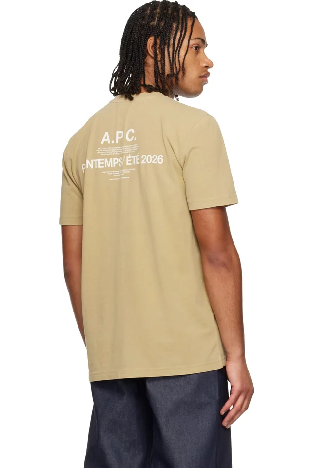 A.P.C. Beige 'APC Printemps 26' T-shirt, photo 3 of 4 from SSENSE