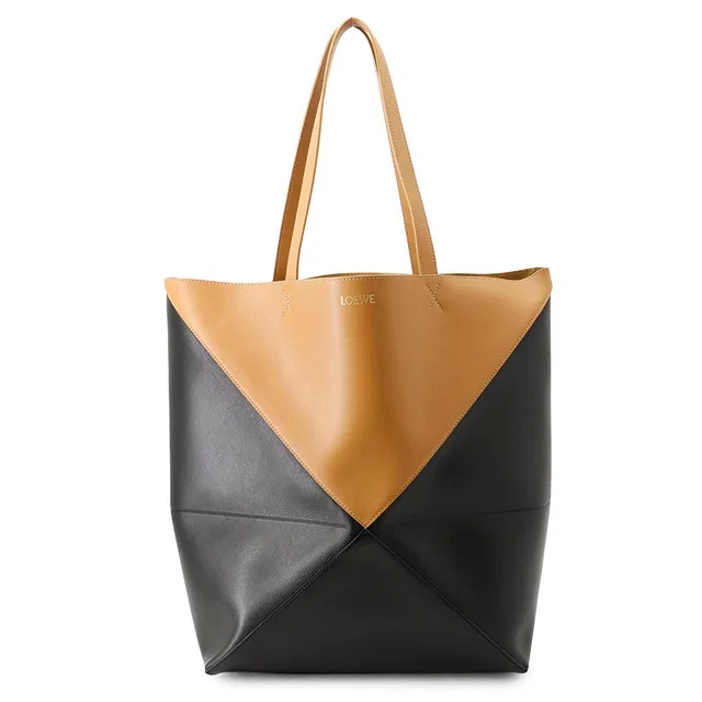 Loewe Puzzle Fold Tote Bag (Two-tone) Camel/BlackB779Q18X05 Calf Leather Size Extra large in Brown Calfskin from GALLERY RARE