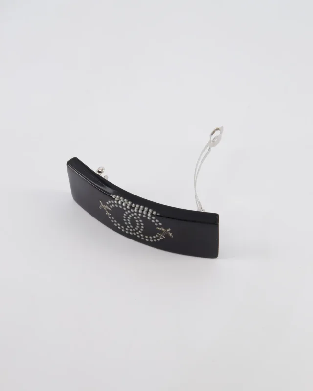 Chanel 16/S Black & White Hair Clip with Logo and Crystals in Black from Sellier, photo 9 of 13