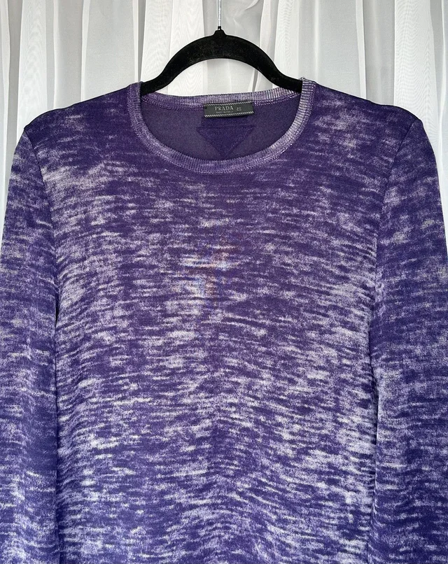 Prada 2000’S Purple Dyed Triangle Logo Sweater Vintage Wool, Men's (Size Medium) in purple Wool from Grailed