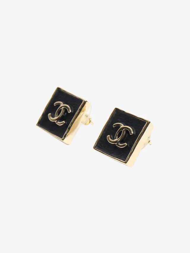 Chanel Black leather square CC studs in Black Leather from Sign of the Times, photo 2 of 2