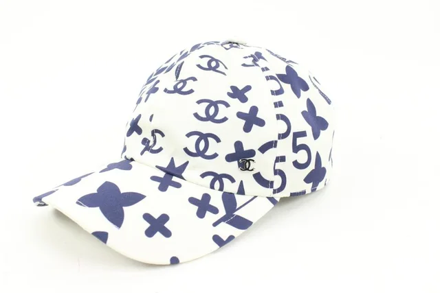 Chanel 22P 2022 White x Navy Blue Charm Icon CC Logo Baseball Cap Hat in White from Bagriculture