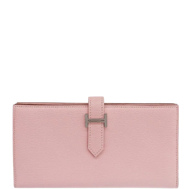 Hermès 2015 Bearn Soufflet Rose Sakura in Pink Goatskin from VINTAGE QOO TOKYO