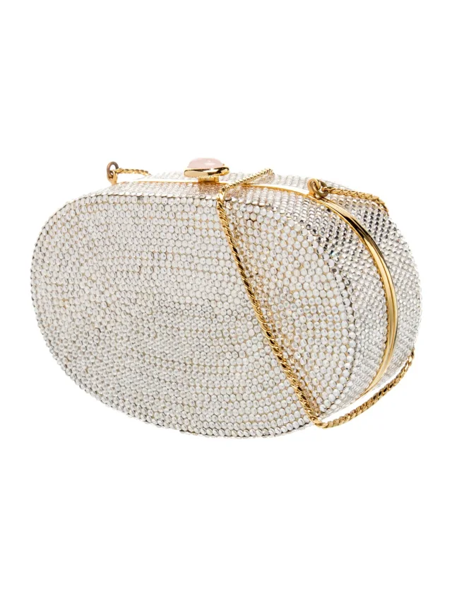 Judith Leiber Crystal Minaudière in silver|gray Leather from The RealReal, photo 3 of 6