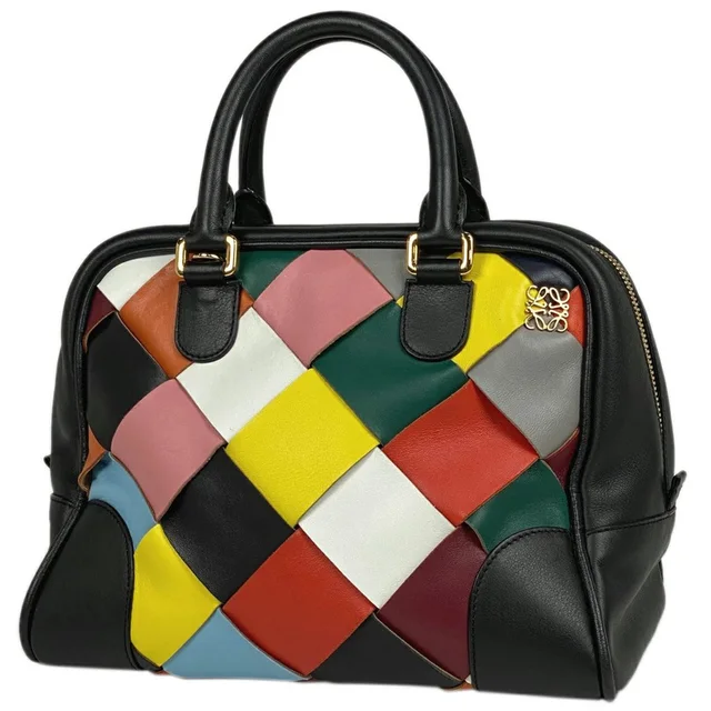 Loewe Anagram Handbag Boston Woven Leather Black Multicolor in black Woven leather from Poshmark, photo 1 of 1