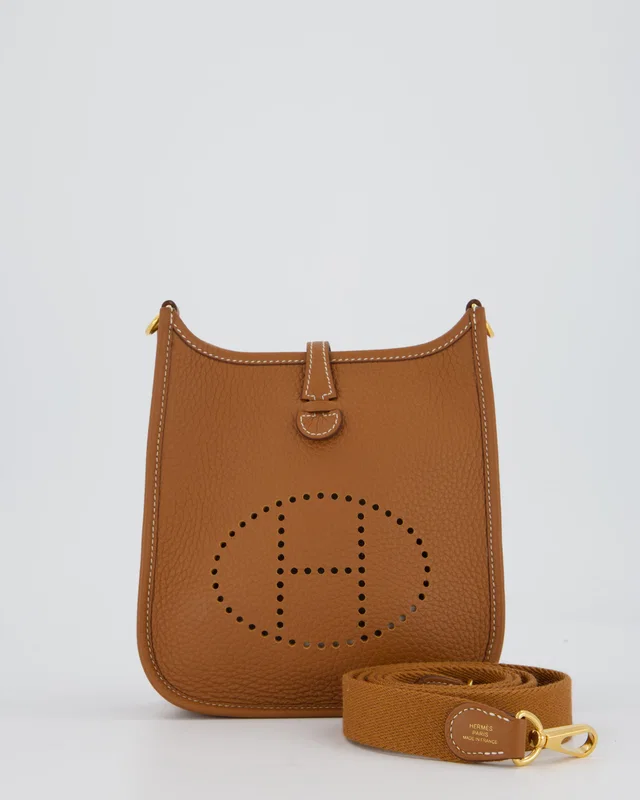 Hermès Mini Evelyne 16 Bag in Gold Clemence leather from Sellier
