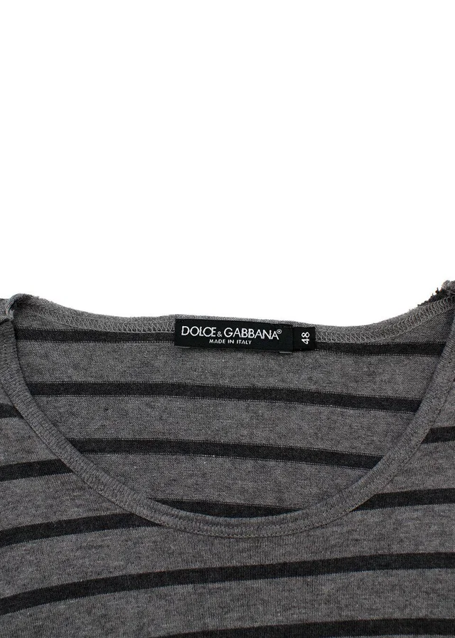 Dolce & Gabbana Grey Striped Cotton Jersey T-Shirt in Grey from HEWI