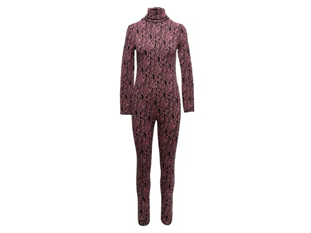 Black & Pink Prada 2021 Virgin Wool Knit Bodycon Jumpsuit Size IT 38 in Black Wool from Designer Revival