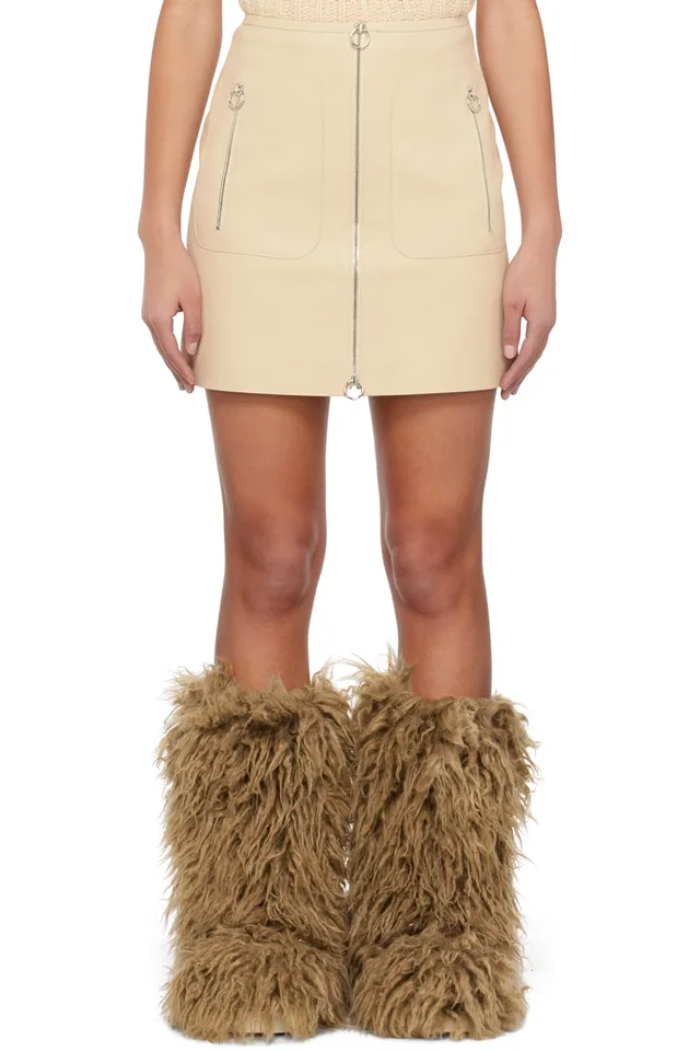 Stella McCartney Off-White Zip Faux-Leather Miniskirt, image 1 of 1 from SSENSE