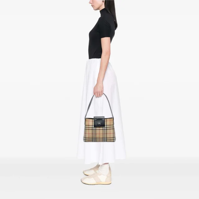 Beige Burberry House Check Coated Canvas Shoulder Bag in Beige Coated canvas from Designer Revival, photo 6 of 6