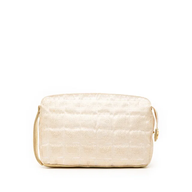 Beige Chanel New Travel Line Canvas Pouch in Beige Canvas from Designer Revival