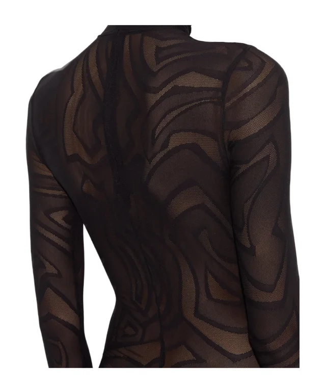 Emilio Pucci High-Neck Jacquard Tulle Bodysuit, photo 3 of 3 from SENSER