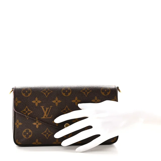 Louis Vuitton Monogram Pochette Felicie Chain Wallet Fuchsia in Pink Coated canvas from FASHIONPHILE, photo 2 of 10