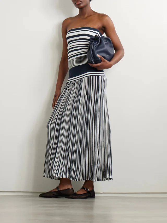 FAITHFULL Citara striped knitted cotton-blend maxi skirt in Blue, photo 2 of 2 from NET-A-PORTER (Canada)