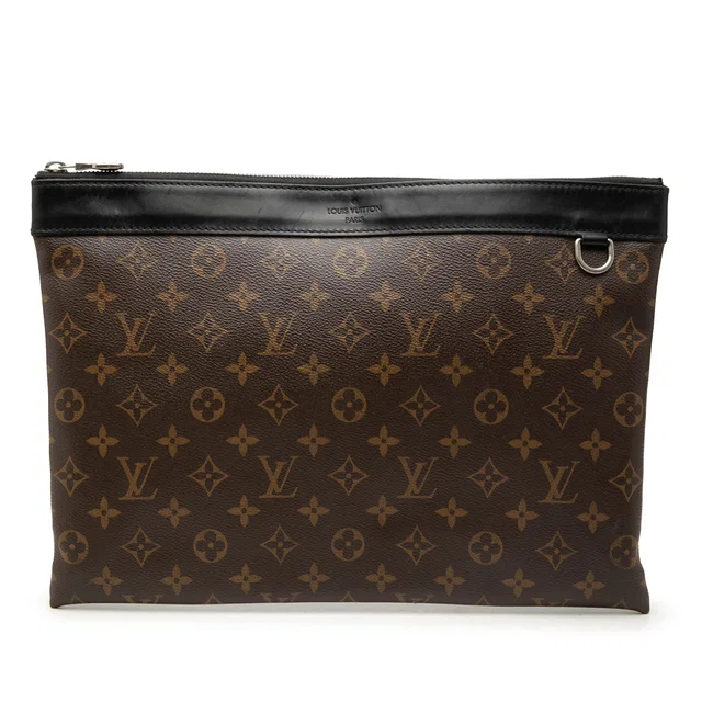Brown Louis Vuitton Monogram Macassar Discovery Pochette GM Clutch Bag in Brown Coated canvas from Designer Revival