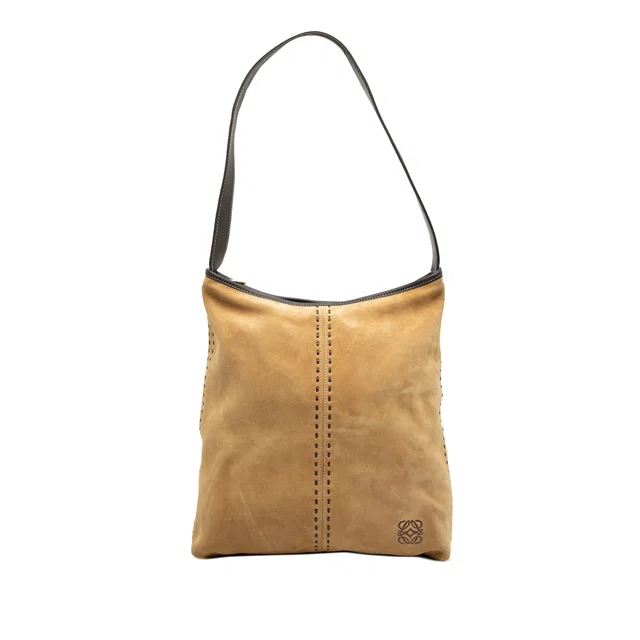 Brown LOEWE Suede Anagram Shoulder Bag in Brown Suede from Designer Revival