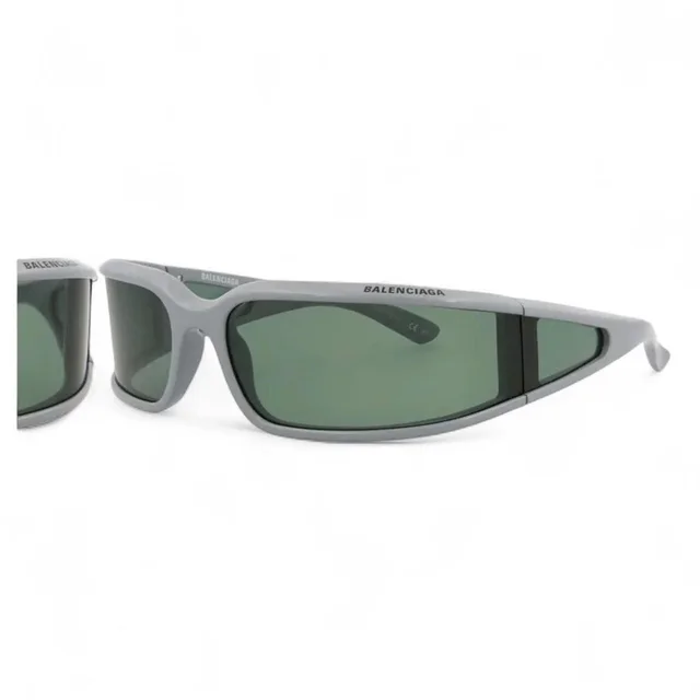 Balenciaga Men's Sunglasses - Grey/Green in gray|green from Depop, photo 1 of 1