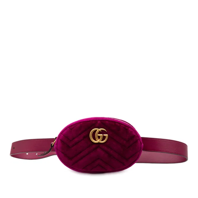 Purple Gucci GG Marmont Matelasse Velvet Belt Bag in Purple Velvet from Designer Revival