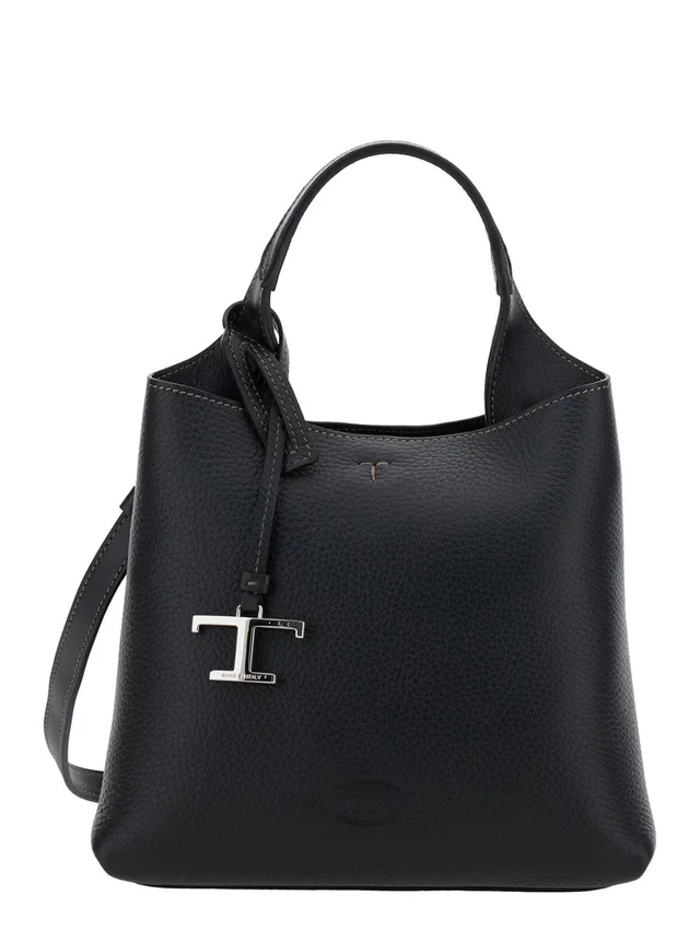 Tod's Pebbled Leather Top Handle Bag — Black in Black Leather from HEWI