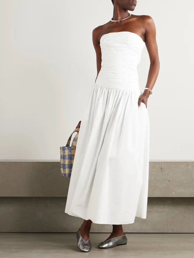 MATTEAU Strapless organic cotton-poplin maxi dress in White, photo 2 of 2 from NET-A-PORTER (Canada)
