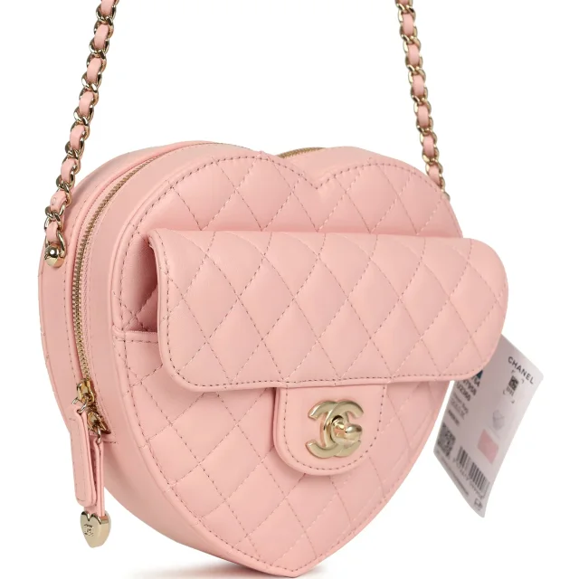 Chanel CC In Love Large Heart Bag in Pink Lambskin from Madison Avenue Couture, photo 2 of 9