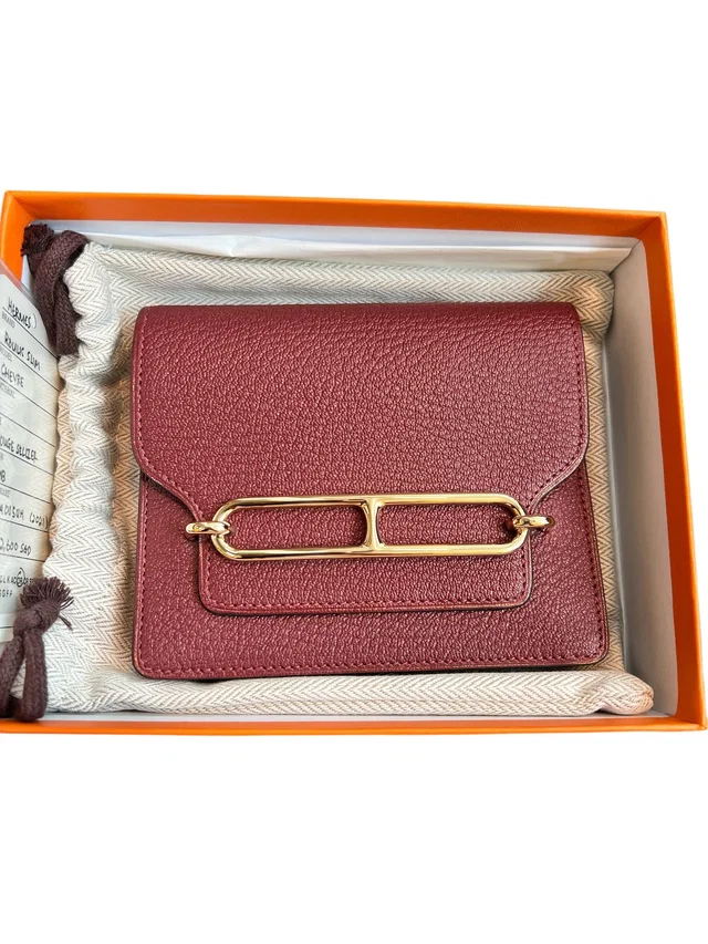 Hermès Roulis Slim Rouge Sellier Chevre PBHW #Z in Red Goatskin from Luxury Promise