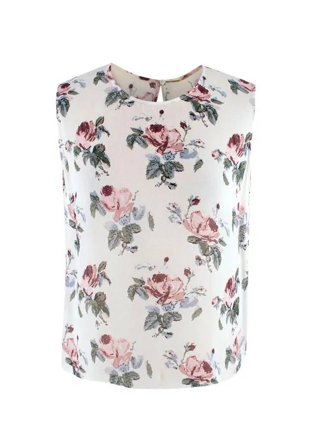 Saint Laurent Crepe Sleeveless Floral Top from HEWI