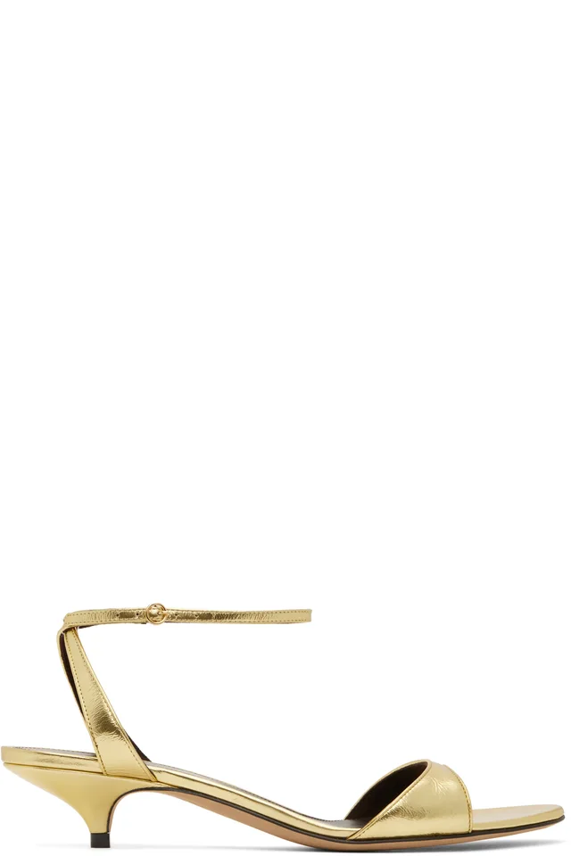 The Row Gold Vika Ankle Strap Kitten Heeled Sandals, image 1 of 1 from SSENSE