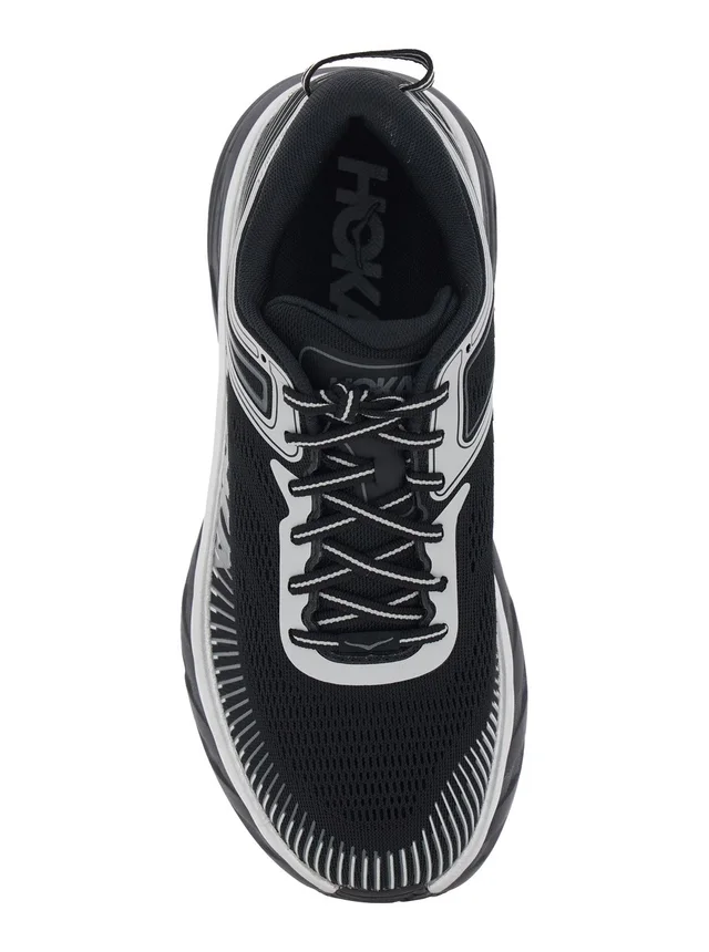 HOKA 'M Bondi 7' Black Sneaker Low Top with Logo on the Tongue and Perforated Design in Tech Fabric Unisex in Black, photo 7 of 7 from Gaudenzi Boutique