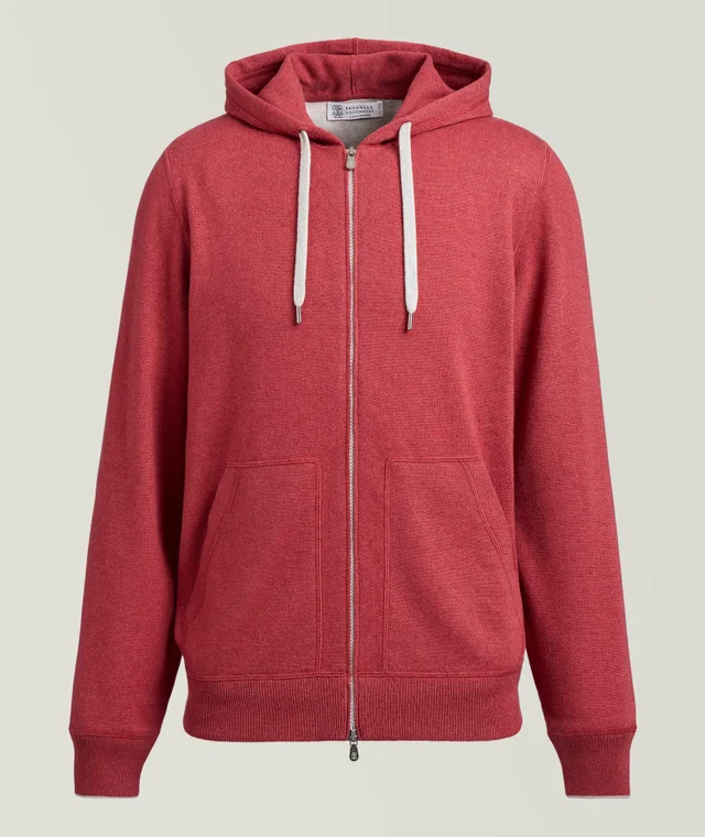 Brunello Cucinelli Cashmere Full-Zip Hooded Sweater in Red Cashmere & Cashmere Blends from Harry Rosen, photo 1 of 1