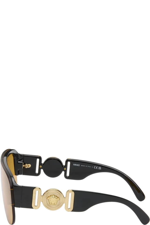 Versace Black Shield Aviator Sunglasses, photo 3 of 4 from SSENSE