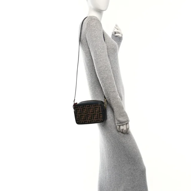 Fendi Vitello Century Bi-Color FF 1974 Embossed Mini Camera Case Maya Black in Black Calfskin from FASHIONPHILE, photo 2 of 11