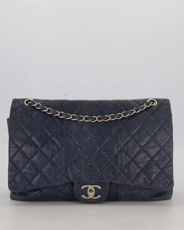 Chanel Blue Classic Maxi Double Flap in Blue Leather from Sellier