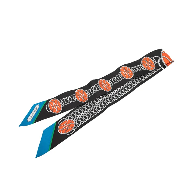 Black Hermès Lift Profile Silk Twilly Scarf Scarves in Black Silk from Designer Revival