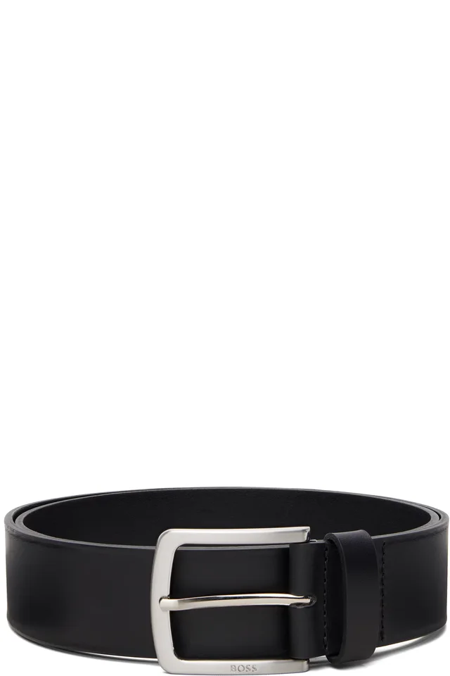 BOSS Black Italian-Leather Logo-Engraved Belt, image 1 of 1 from SSENSE
