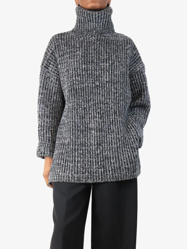 Acne Studios Black and grey chunky knit jumper - size XS in Black Wool from Sign of the Times