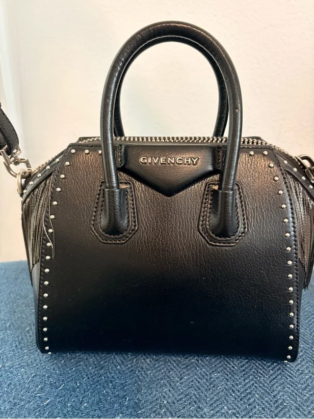 Givenchy Black Leather Studded Mini Satchel in silver|black|gray Leather from Poshmark