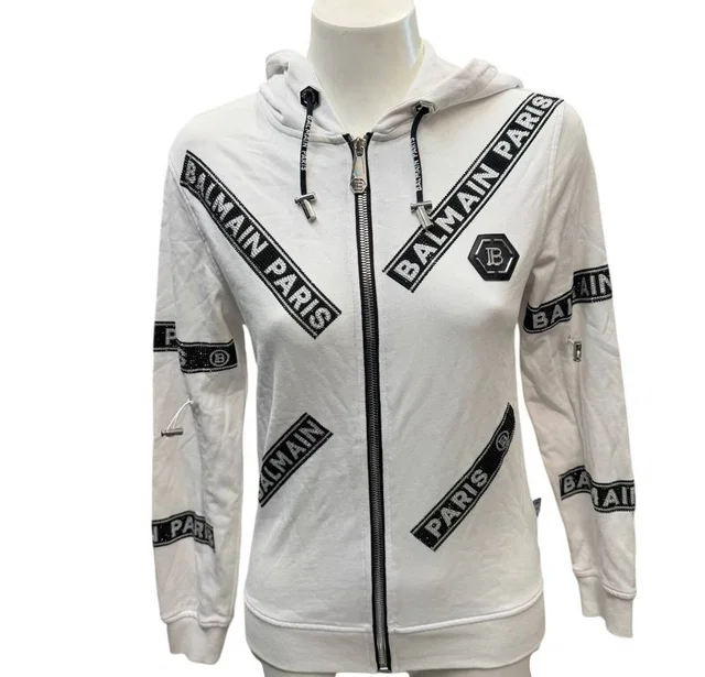 Balmain hoodie White Size: XS in White from Oxfam Online Shop