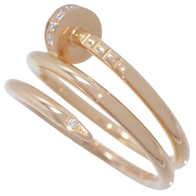 Cartier 18K Diamond Juste un Clou Ring #52 Pink Gold in Pink from VINTAGE QOO TOKYO
