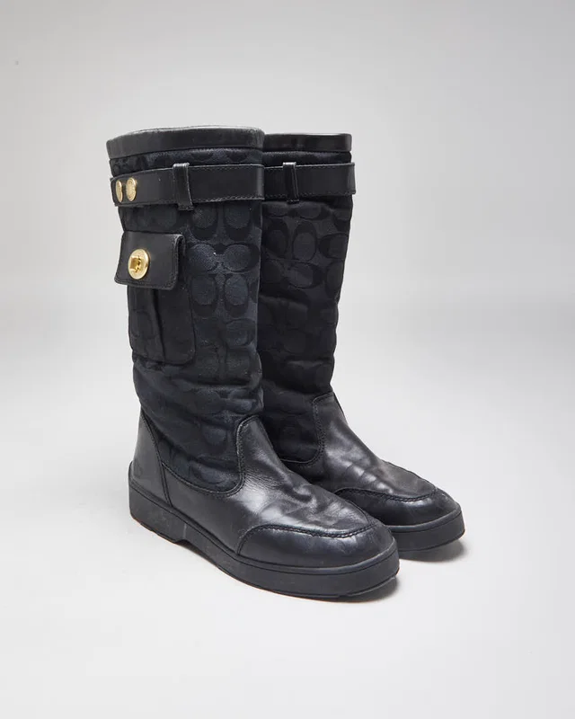 Coach Monogram Black Boots - UK6 in Black from Rokit Vintage