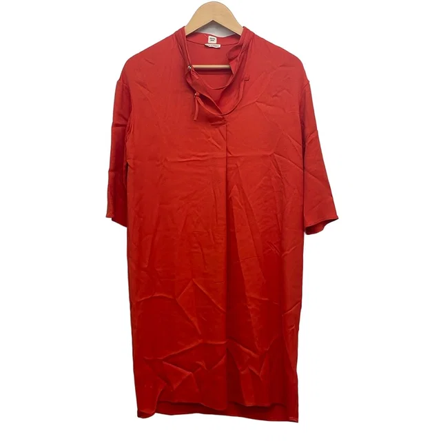 Hermès Dress S Orange V-neck Short Sleeve Long in Orange from The Reluxe