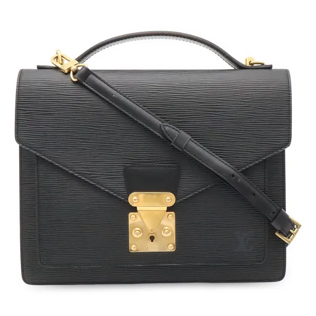 Louis Vuitton Epi Monceau Second 2-Way Shoulder Bag Noir Black Gold in Black Leather from The Reluxe